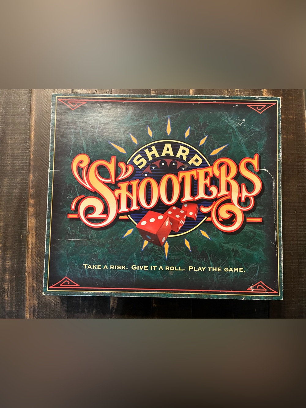 Vintage 1994 Milton Bradley Sharp Shooters Board Dice Game Money Chips